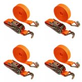 4 Stück 1T 4m Spanngurte mit Ratsche einteilig 1 teilig Ratschengurte Zurrgurte 25mm orangeSerrage,Supportant UNE Charge Maximale Totale de 1000 kg - 1