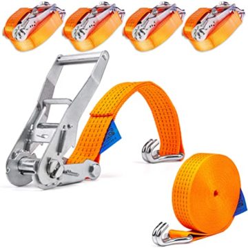 4 Stück 5000kg 10m Spanngurte mit Ratsche mit Haken Ratschengurt Zurrgurte zweiteilig 50mm 5000 daN 5t - 1