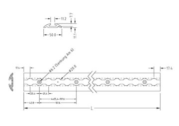 Aluminium Airlineschienen Set halbrunde Form 1 - 10 Meter - Halbrunde Airlineschiene zur Ladungssicherung für LKWs und Wohnmobile - Gebohrte Zurrschiene Silber - Zurrleiste / (4 Meter ( 4 x 1 Meter )) - 3
