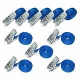 Amazon Basics – Spanngurte mit Ratschenschloss, 6 m lang, 25 mm breit, Belastbarkeit 800 kg, entspricht DIN EN 12195-2, Blau, 10 Stück - 1