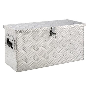 Arebos Aluminium Werkzeugbox mit Schloss | Deichselbox | 40 Liter | 60 x 25 x 30 cm | Inkl. Moosgummidichtung | Silber - 1