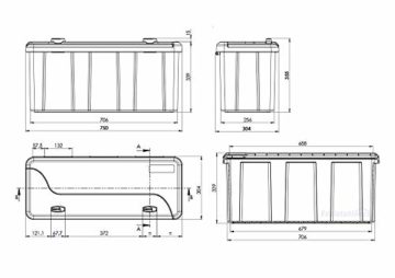 Blackit L - 750 x 300 x 355 mm, Deichselbox mit 2 Schlösser, Werkzeugkasten für Anhänger Staukiste 50 ltr Anhängerbox, Daken B50-2 - 8