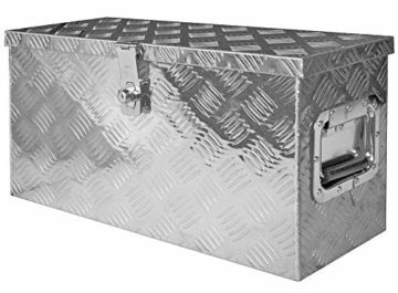 Box Anhänger Kiste Alu mit Deckel Alubox Transportbox Truckbox Deichselbox PKW Zubehör Werkzeugbox Aluminium Anhängerbox Aufbewahrungsbox Gross mit Schloss V2Aox - 1