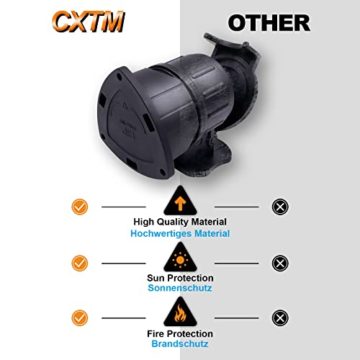 CXTM Adapter 13 auf 7 Poliger Anhängerstecker, Anhängerkupplung Adapter 13 auf 7 Polig, Anhänger Adapter 13 auf 7 Polig inkl. Parking Cover, 12 V Systeme, für Fahrradträger, Pferdeanhänger - 7