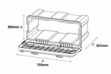 Deichselbox Daken Blackit L 750x300x355mm inkl. Vertikal Halter Werkzeugkasten Anhänger Staukiste - 3