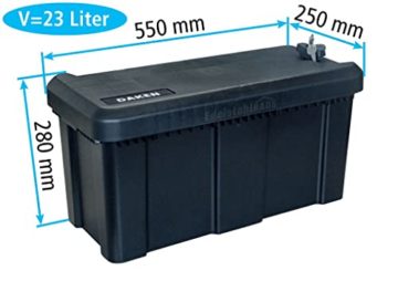 Deichselbox mit Schloss inkl. U-Bügel Halter, Werkzeugkasten für Anhänger Staukiste 23 ltr Anhängerbox, Daken B23-1+MON4002 - 2