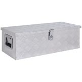 HOMCOM Gerätekasten 76 x 33 x 25 cm Werkzeugkasten Deichselbox Transportbox Alubox Alukoffer Aluminiumkiste Alu Silber - 1