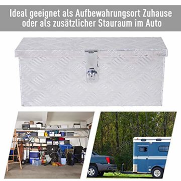 HOMCOM Gerätekasten 76 x 33 x 25 cm Werkzeugkasten Deichselbox Transportbox Alubox Alukoffer Aluminiumkiste Alu Silber - 6