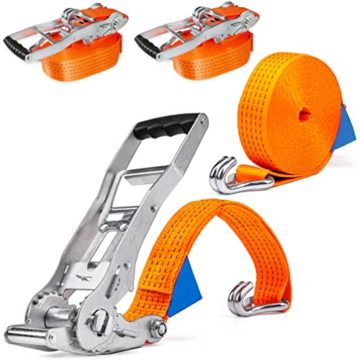 INDUSTRIE PLANET 2 Stück 5000kg 8m Spanngurte mit Ratsche Ergo Langhebelratsche Ratschengurte Zurrgurte 50mm 2500 daN - 1