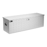 MSW Alubox abschließbar Werkzeugkasten ATB-1230 Deichselbox 150 L Transportbox Metallbox mit Deckel Riffelblech 124 x 38 x 38 cm Aluminiumbox - 1