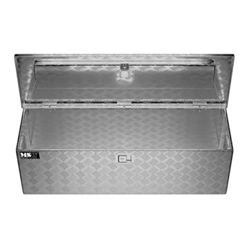 MSW Alubox abschließbar Werkzeugkasten ATB-1230 Deichselbox 150 L Transportbox Metallbox mit Deckel Riffelblech 124 x 38 x 38 cm Aluminiumbox - 6
