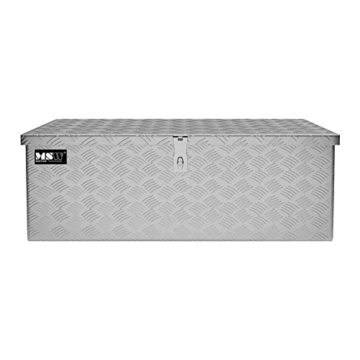 MSW Alubox abschließbar Werkzeugkasten ATB-765 Deichselbox 48 L Transportbox Metallbox mit Deckel Riffelblech 76,5 x 33,5 x 24 cm Aluminiumbox - 2