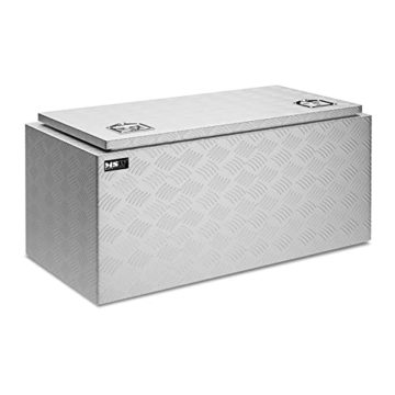 MSW Alubox abschließbar Werkzeugkasten ATB-910 Deichselbox 119 L Transportbox Metallbox mit Deckel Riffelblech 91 x 44,5 x 43 cm Aluminiumbox - 3
