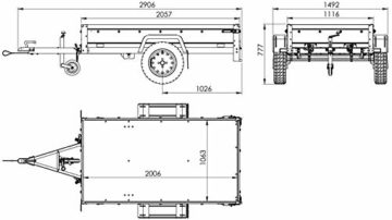 [NEU] Tieflader Garden Trailer 200 KIPP 200x106 cm 750 kg [mit Hochspriegel, Hochplane und Stützrad] - 2
