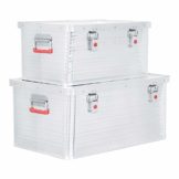 STIER Alubox Set, Aluminiumbox 50L und 85L, stapelbare Transportkisten, Staub- und spritzwasserresistent mit Gummidichtung, Alukiste mit Spannverschluss, zuverlässige geruchsneutrale Aufbewahrung - 1