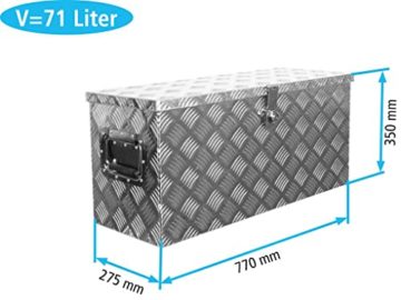 Truckbox D075 Deichselbox, Werkzeugbox, Alu Riffelblech, Transportbox, Alu Transportkiste, Anhängerkiste- ca. 71 Liter - 2
