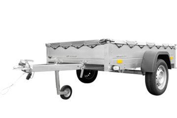 UNITRAILER Anhänger, verzinkt, 200 x 125 cm, Garten Trailer 201 Kipp [mit Stützrad und flacher Abdeckplane, grau] - 3