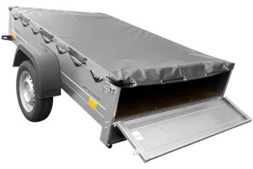 UNITRAILER Anhänger, verzinkt, 200 x 125 cm, Garten Trailer 201 Kipp [mit Stützrad und flacher Abdeckplane, grau] - 5