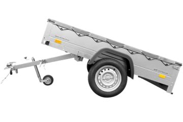 UNITRAILER Anhänger, verzinkt, 200 x 125 cm, Garten Trailer 201 Kipp [mit Stützrad und flacher Abdeckplane, grau] - 8