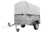 UNITRAILER Garden Trailer 200 Kipp Kipp 200 x 106 cm 750 kg mit Netzseiten, graue Plane und Stützrad - 1