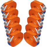 Zurrgurt Spanngurt Befestigungsgurt Klemmverschluss Befestigungsriemen orange - belastbar bis 250 kg DIN EN 12195-2, 10er Pack 2.5 cm x 6 m - 1